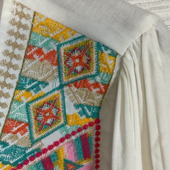 Savanna Jane V-Neck Blouse with Floral Embroidery - White and Pink Plus 1X - Picture 11 of 14